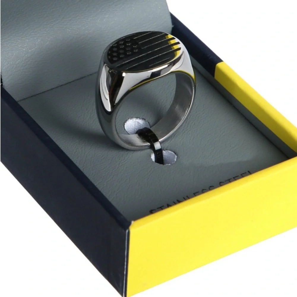 New NAUTICA Men’s Stainless Steel Americana   Men's Ring
